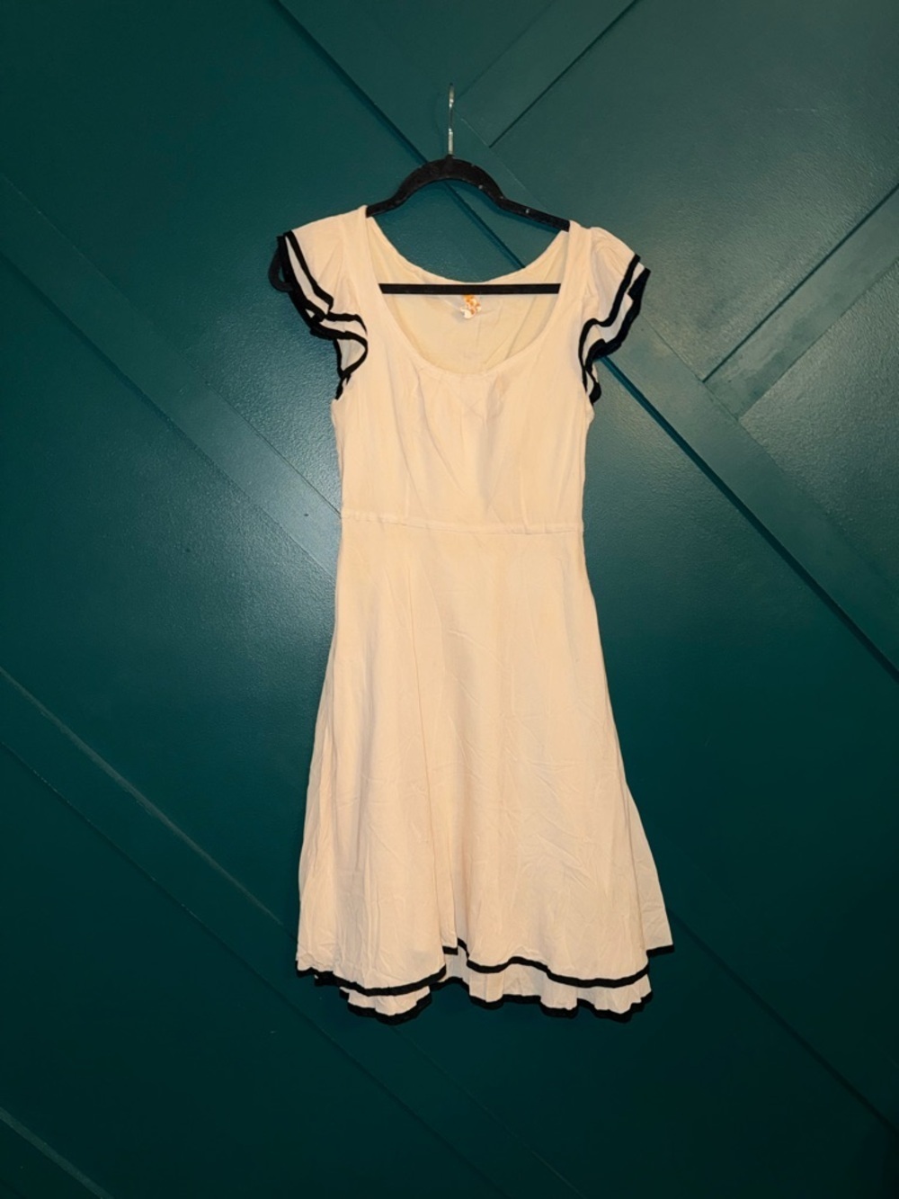 Maeve White Mini Dress with Black Trim